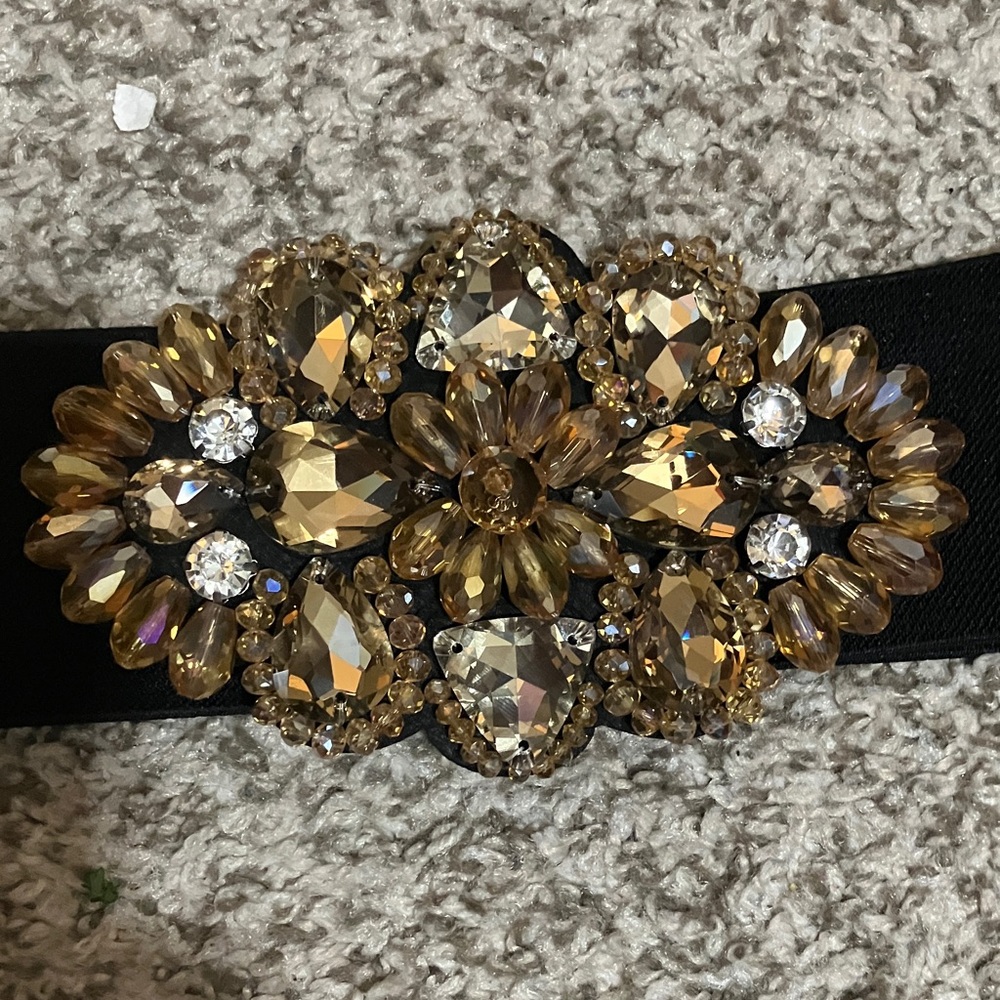 Elegant Black and Gold Embellished Belt